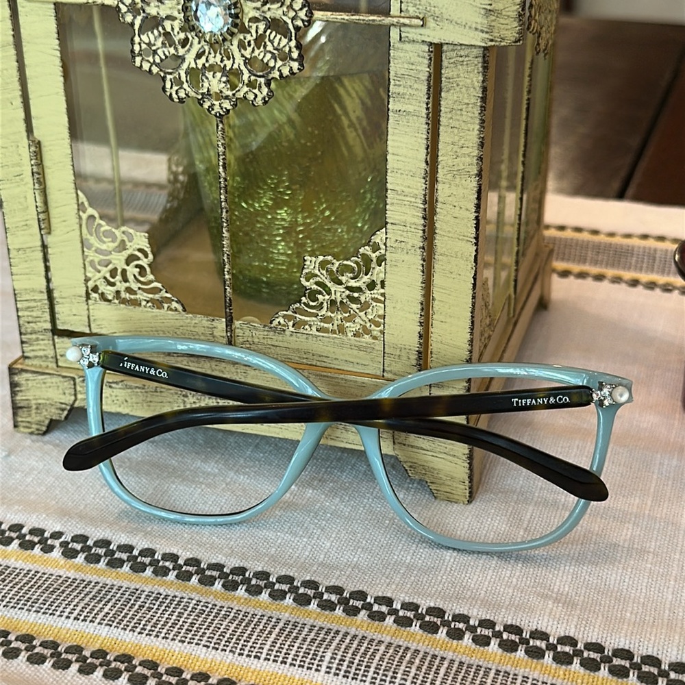Tiffany & Co tortoise blue Swarovski Crystal Eyeglass frames - Picture 2 of 15